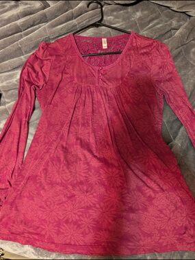 Women's Long Sleeve Scoop Neck Tunic Top - Pink